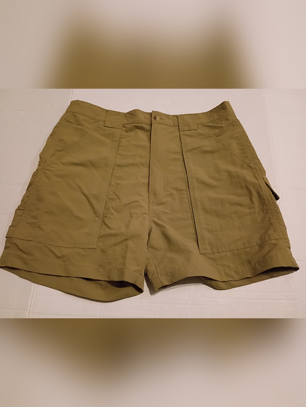 Bimini Bay Lightweight Tan Utility Flat-Front Men's Shorts Sz 34